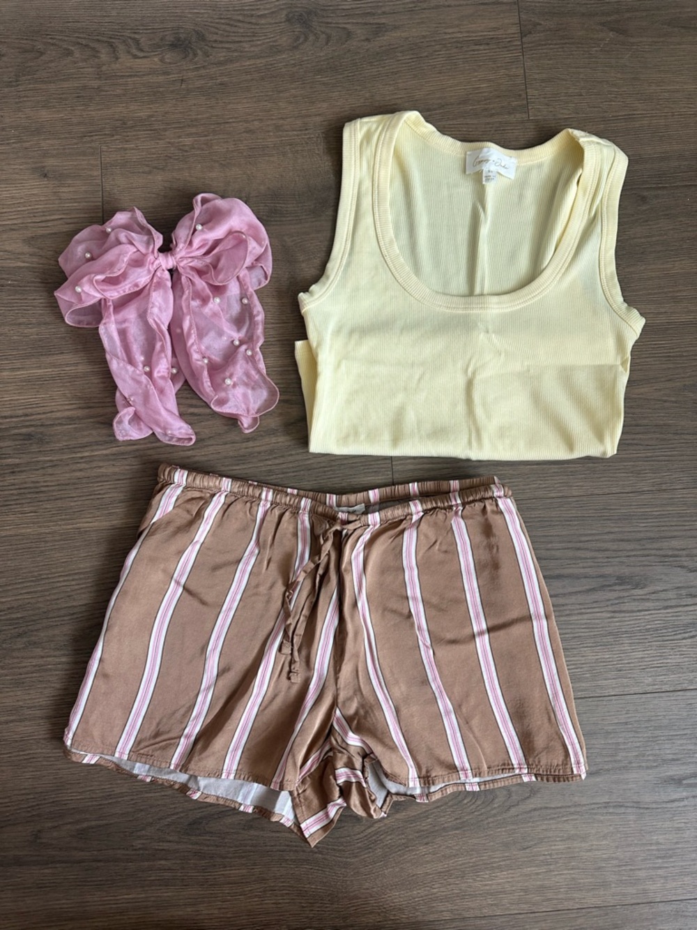 Aerie Brown & Pink Striped Sleep Shorts